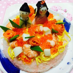 ひな祭りのお祝いに☆ちらし寿司ケーキ♪